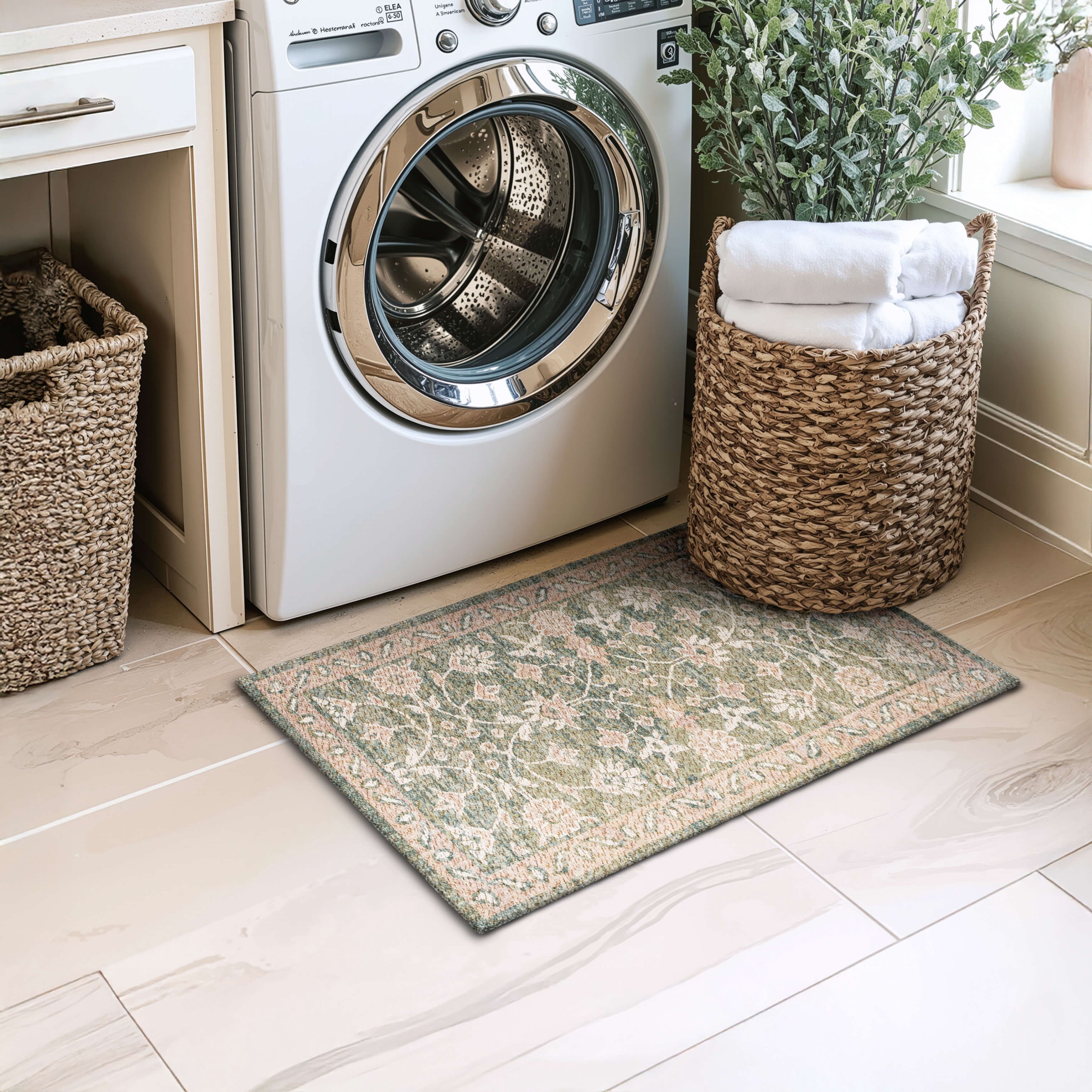 Mainstays Zula Jardin Low Pile Stain/Fade Resistant Polyester Indoor Accent Rug, Green, 1'8" x 2'10"