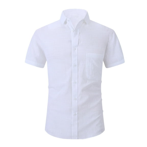 YYDGH Mens High Stretch Dress Shirts Short Sleeve Button Up Shirts Business Casual Shirt with Pocket White S
