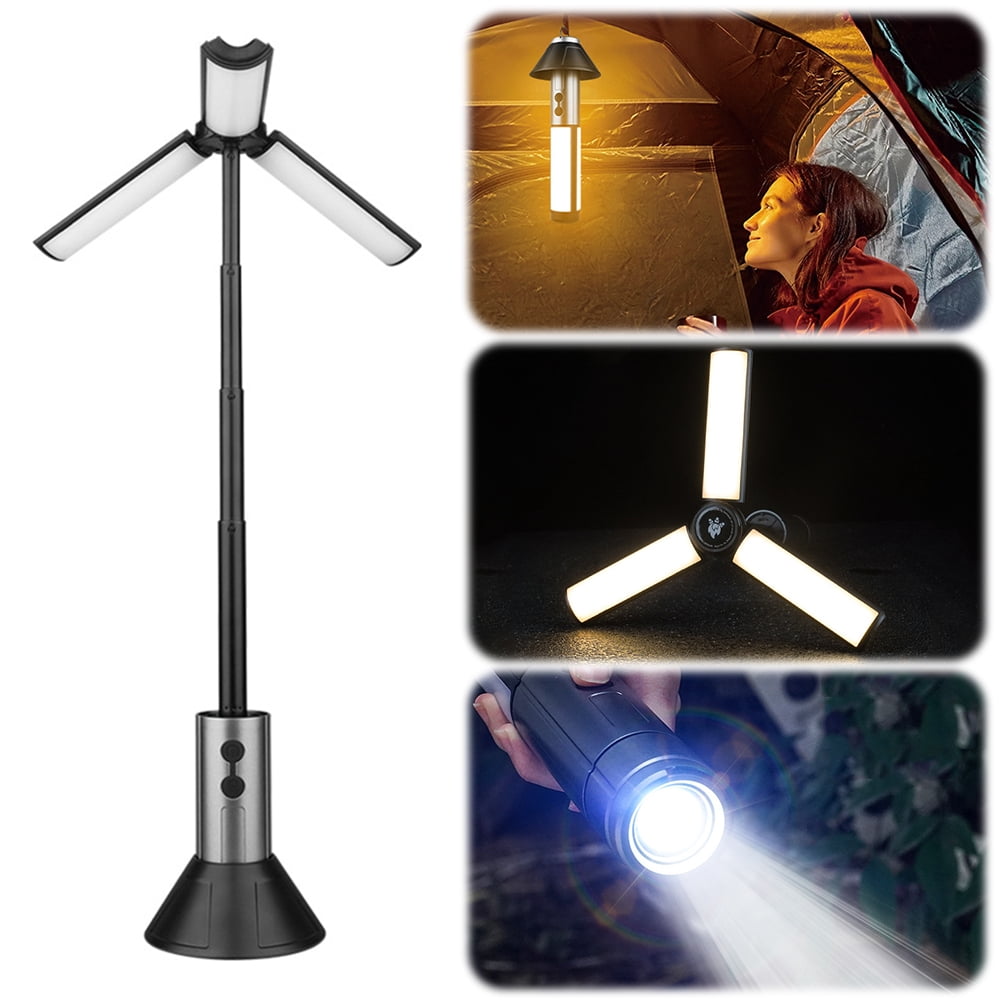 Yucurem 3000mAh Telescopic Camping Light Rechargable Flashlight for Camping Hiking Camping Lamp (Silver)