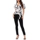 thumbnail image 2 of BLUSA Elegante Chic con Volantes para Mujeres, Cuello en V, Cintura Elástica, Cinturón, L Blanco, 2 of 6