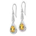 thumbnail image 2 of Auriga Fine Jewelry 925 Sterling Silver Rhodium-plated CZ and Citrine Dangle Earrings for Women, 2 of 6