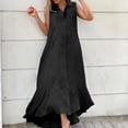thumbnail image 2 of Birdeem Mode Femmes Printemps/été Robe Décontractée Col en V Unie Bouton Sans Manches, 2 of 10
