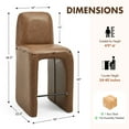 thumbnail image 2 of Dayalane Modern Bar Stools Set of 2, 26" Upholstered Leather Counter Height Stools with Back Support, Armless Kitchen Island Chair Side Stool with Footrest, No Assembly Required, Brown, 2 of 5