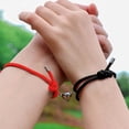 thumbnail image 3 of Pulseras de pareja con colgantes magnéticos, pulsera de cuerda trenzada con campanas magnéticas, dijes de votos de amor eterno, 1 par para mujeres y hombres, 3 of 8