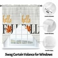 thumbnail image 5 of Swag Curtains Valances for Windows, Orange Fall Maple Leaf Short Kitchen Window Curtains Over Sink, Vintage Beige Wood Texture Cafe Curtains Panel Set Of 2,Rod Pocket, 36 Inches Length Black, 5 of 8