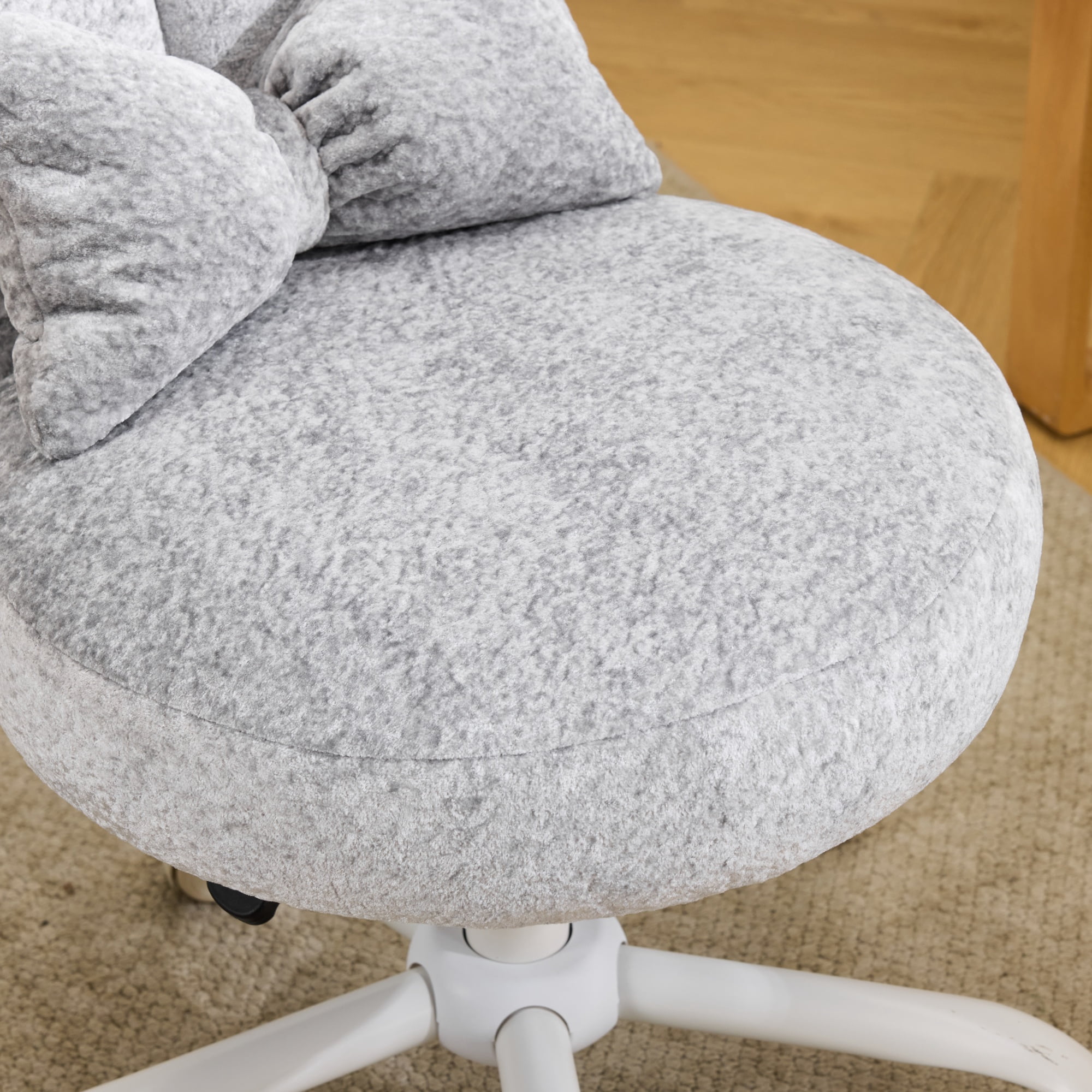 Ktaxon Plush Velvet Office Chair, Rabbit Ear Backrest Vanity Chair, Adjustable Swivel Reading Chair for Home Office Gray