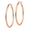 thumbnail image 2 of Real 14kt Rose Gold Polished Lightweight Large Diamond-cut Tube Hoop Earrings; for Adults and Teens; for Women and Men, 2 of 3