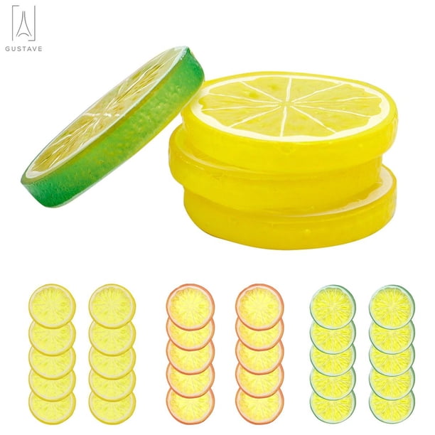 Gustave 10PCS Fake Lemon Slice Artificial Fruit Simulation Lifelike ...