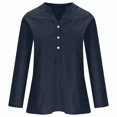 thumbnail image 3 of Womens Cotton Linen Tops V-Neck Half Sleeve Solid Casual Button down Shirts Comfy Loose Fit Flowy Tunic Tops Lightweight Summer Blouse, 3 of 4