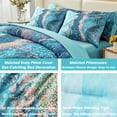 thumbnail image 5 of ZXJMHJ Full Size Teal Comforter Set,6 Pcs Gradient Watercolor Marble Pattern Bedding Set, Retro Artwork Style Aesthetic Bed Set for Adult, 5 of 5