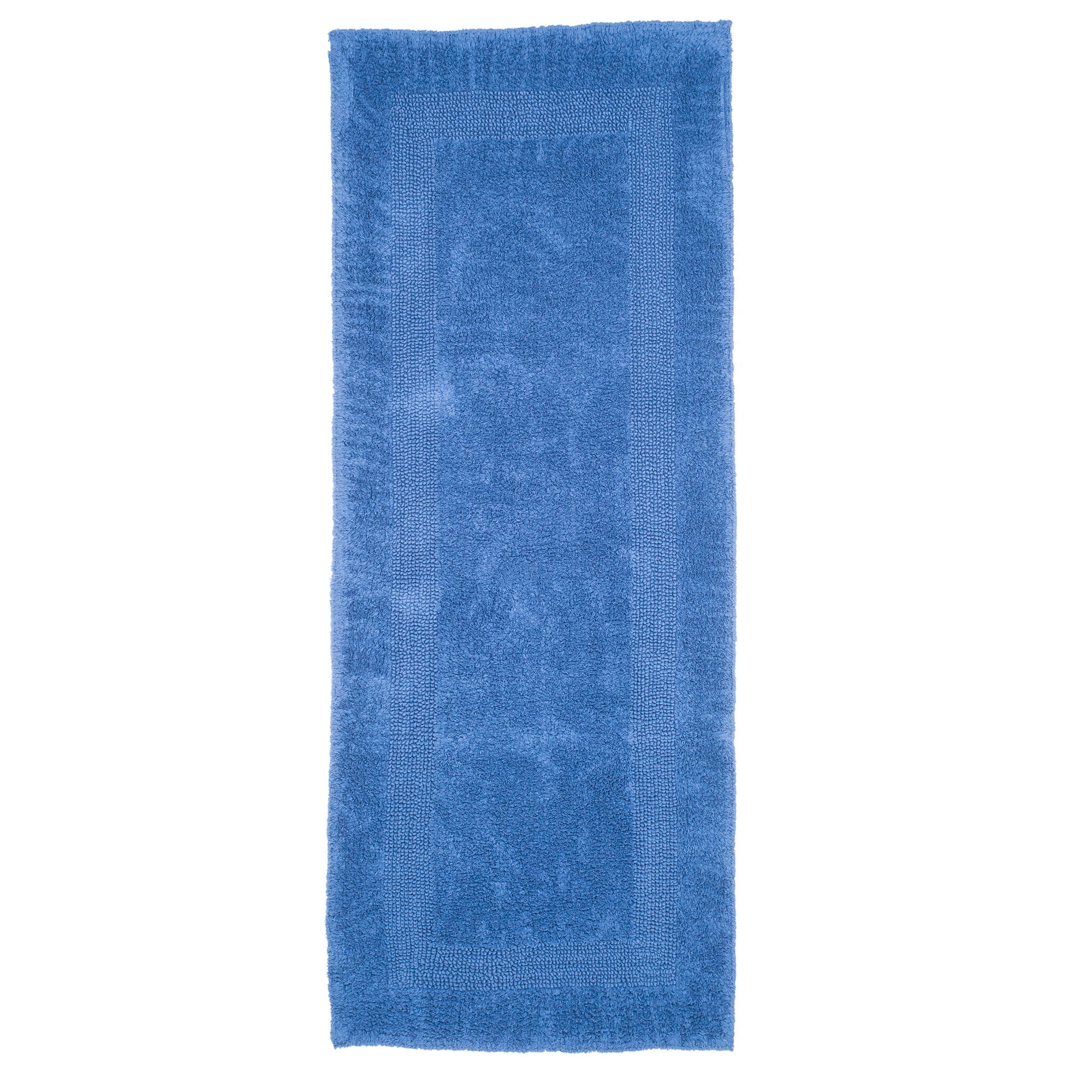 Lavish Home 60x24-Inch Machine Washable Cotton Bath Mat (Blue)