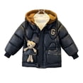 thumbnail image 2 of NAISIBABY Boys Puffer Jacket, Fashion Pattern Drawstring Hooded Long Sleeve Kids Winter Mid-Length Coat Black 7-8T, 2 of 6