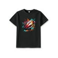 thumbnail image 5 of Big Boys Tops Trendy Rugby Print Splash Ink Casual Short Sleeve Streetwear T-shirt For Kids Boys Super Bowl, 5 of 9