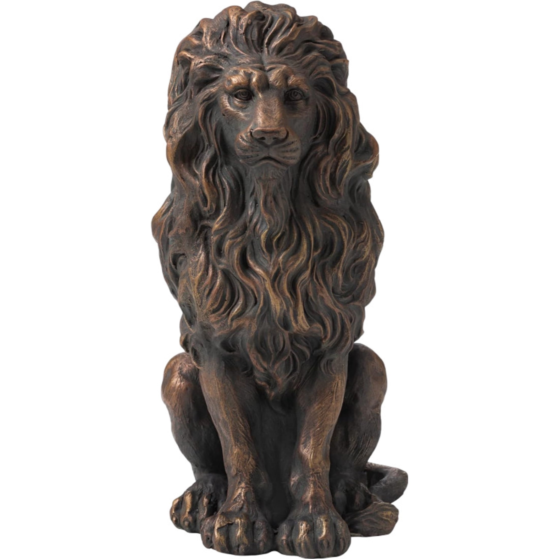 GDF Studio Brown Lion Resin Indoor/Outdoor Guardian Statue, Weather-Resistant Decor Figurine for Garden & Courtyard