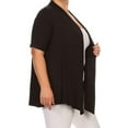 Moa Collection Women's Plus Size Short Sleeves Draped Open Front Solid