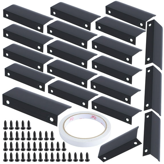 Adifare 26/20Pcs Back Mount Finger Edge Pull, Adhesive Drawer Pulls Black/Gold Finger Edge Pulls Aviation Aluminum Concealed Handle No Drill for Kitchen Door Drawer Cabinet 80mm/150mm