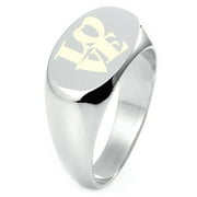 Sterling Silver Love so Iconic Engraved Oval Flat Top Polished Ring