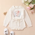 thumbnail image 2 of Douhoow 0-2 Years Baby Girl Knitted Romper Sweater Long Sleeve Knit Embroidery Floral Bodysuits Winter Warm Waffle Clothes, 2 of 9