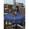 thumbnail image 2 of Outdoor Tablecloth with Umbrella Hole Zipper Vintage Navy Blue Round Tablecloth 54" Waterproof Table Cloth Farmhouse Retro Dark Solid Color Linen Texture Patio Table Cover Tablecloths for Picnic, 2 of 8