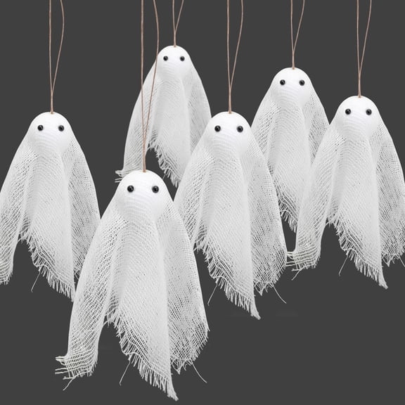 Ebaokuup 16 Pcs 3.5" Rustic Cloth Ghost Ornaments for Halloween Tree & Yard Decor