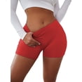 thumbnail image 1 of Seyurigaoka Women Sexy Elastic Waist Shorts, Careful Slogan Basic Work Out Pants, 1 of 7