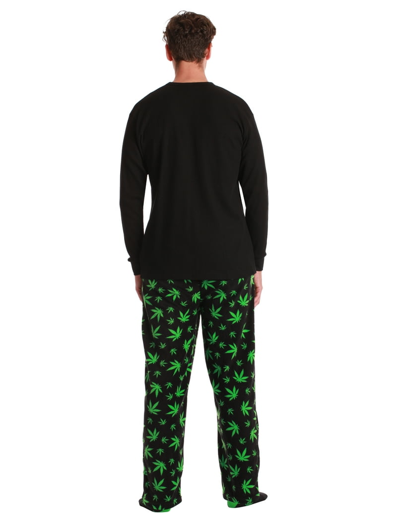 Followme Men’s Pajama Set With Funny Socks – Polar Fleece Pants & Thermal Top, Buffalo Plaid Or Camo Print (3XL)