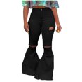 thumbnail image 2 of Women Lady Fashion Hole Zipper Wide Leg Pants Boot Cut Pant Jeans Trousers, 2 of 5