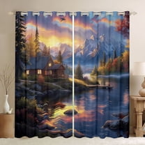 Manfei Lake House Black Out Curtains for Boys Girls,Rustic Cottage Curtains Pack of 2 (42x63 Each),Nature Scenery Bedroom Curtains,Ultra Soft Home Decor
