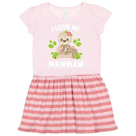 

Inktastic Cute Sloth I Love My Mawmaw with Green Leaves Gift Toddler Girl Dress