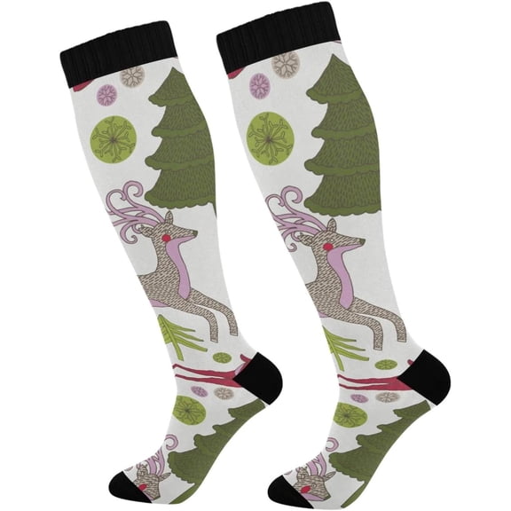 GZHJMY Christmas Compression Socks, Women Men Long Stocking (20-30mmHg), Travel Knee High Stockings for Athletic Sports,Running,Cycling,Nursing