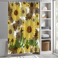 thumbnail image 6 of Spring Flowers Shower Curtain Set, Waterproof Shower Curtains for Bathroom, Farmhouse Botanical Brown Yellow Daisy Washable Fabric Cloth Bath Curtain for Bathtub Decoration with Hooks 54x78 Inches, 6 of 9