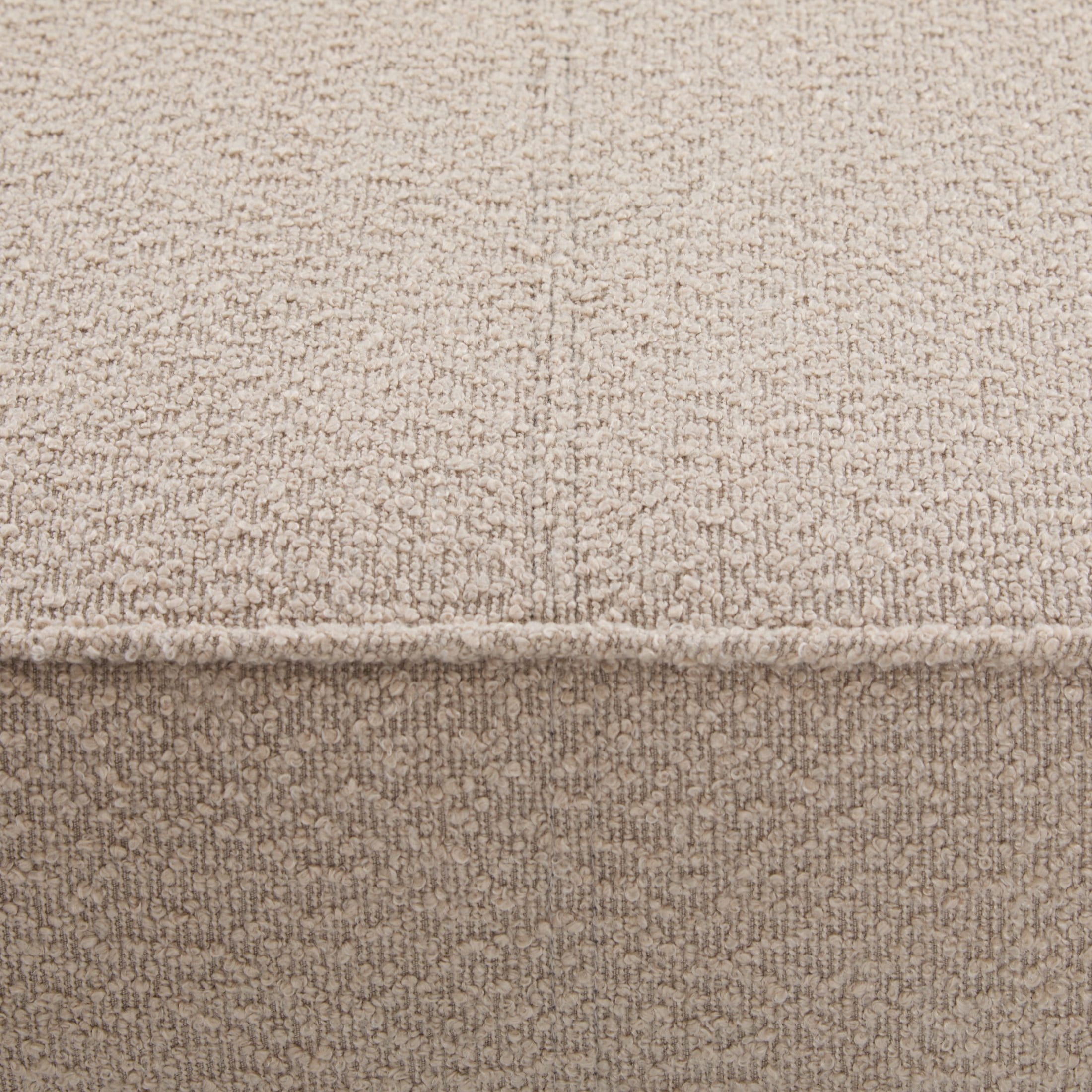 Modern Boucle Upholstered Cocktail Ottoman with Rubber Wood Legs, Light Brown