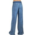 thumbnail image 4 of Womens Elastic Middle Waist Thin Denims Cargo Trousers Solid Color Wide Leg Casual Baggy Loose Lounge Yoga Pant, 4 of 9
