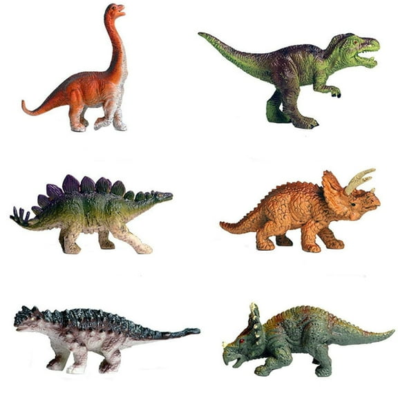 Holzlrgus Animal Figures 6 pcs Realistic Plastic Dinosaur Toy Set Includes Tyrannosaurus Rex, Stegosaurus etc. Science Project, Learning Educational Toys, Birthday Gift, Cake Topper for Kids Toddlers