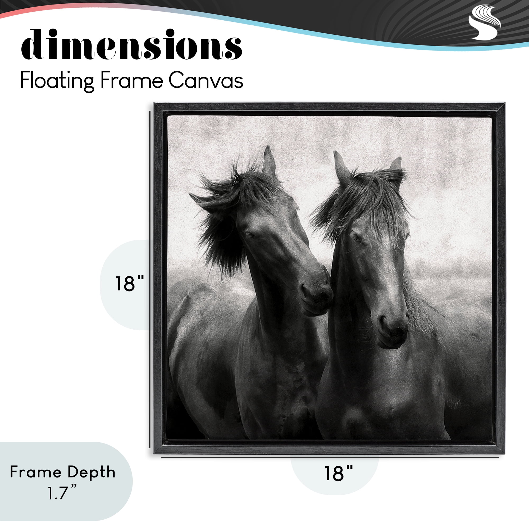 Stupell Industries Short Haired Horse Pair Black Framed Floater Canvas Wall Art, design by Lars Van de Goor