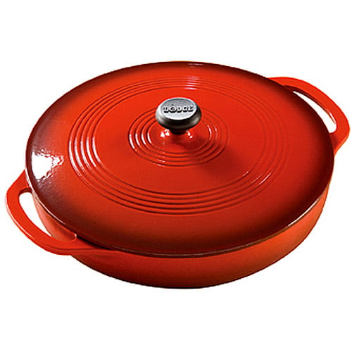 Lodge Cast Iron 3.6 Quart Enameled Covered Casserole Red