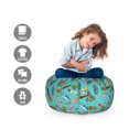 thumbnail image 2 of Feather Storage Toy Bag Chair, Ethnic Tribal Plumage Motifs Hippie of Flower Bouquets Bohemian Print, Stuffed Animal Organizer Washable Bag, Large Size, Seafoam and Multicolor, by Ambesonne, 2 of 3