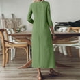 thumbnail image 4 of Generic Womens Cotton Linen Long Dresses V Neck 3/4 Sleeve Boho Maxi Dress Casual Spring Solid Beach Vacation Sundress, 4 of 7