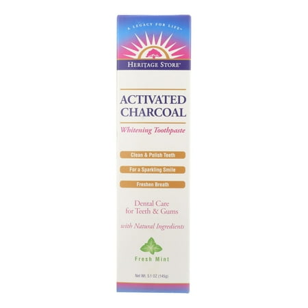 Activated Charcoal Toothpaste Mint Heritage Store 5.1 oz Paste
