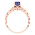 thumbnail image 4 of 1.06 ct Round Cut Simulated Tanzanite Solitaire with Simulated Diamond Accents 18K Rose Gold Womens Engagement Ring, 4 of 5