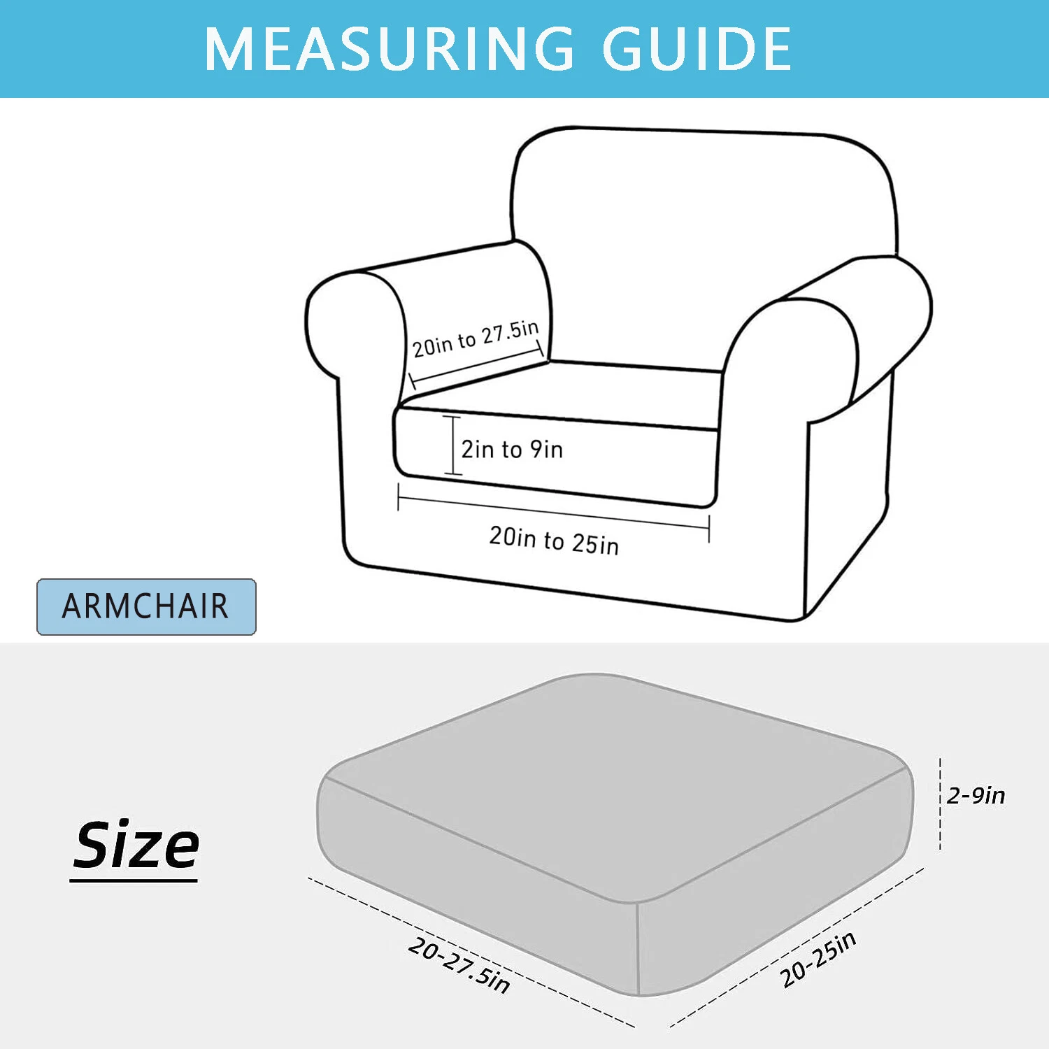 JIAN YA NA 2-Piece Waterproof Cushion Covers Replacement, Outdoor Patio Sofa Seat Cushion Slipcovers, Elastic Outdoor Furniture Protector (Dark Green)