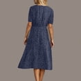thumbnail image 4 of FRSASU Summer Dresses for Women Short Sleeve Polka Dot Midi Dress V-Neck A Line Sundress Beach Vacation Flowy Dresses Navy, 4 of 7