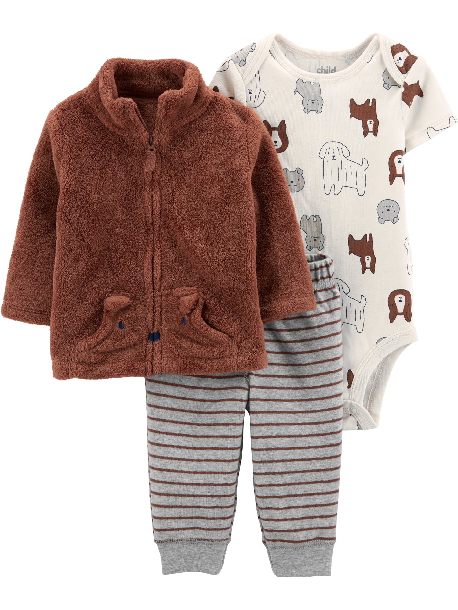 Carter's Child of Mine Baby Boy Cardigan, Bodysuit & Pant Outfit, 3 pc set, Sizes 0/3-24 Months