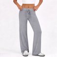 thumbnail image 4 of Pajama Pants for Women Soft Wide Leg Pants Flowy Comfy Casual Lounge Yoga Capri Pants 28" 29" Inseam Light Gray M, 4 of 6
