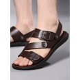 thumbnail image 1 of Men Studded & Buckle Decor Slingback Sandals, Brown Outdoor Casual Sandals, 1 of 3