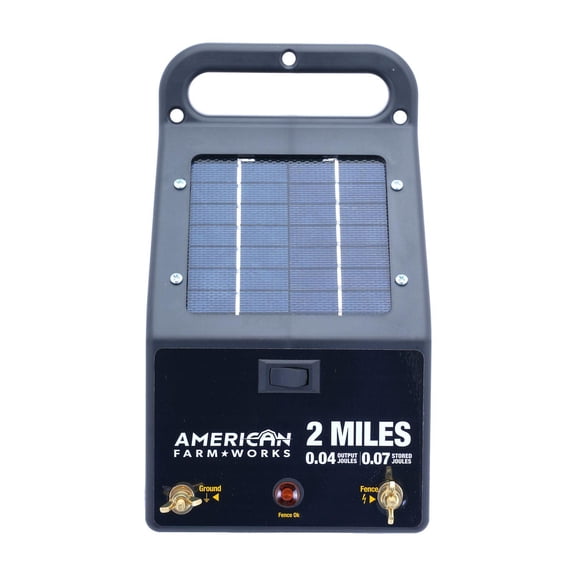 American FarmWorks 0.04 Joule 2-Mile Solar-Powered Fence Energizer, 3-Year Warranty