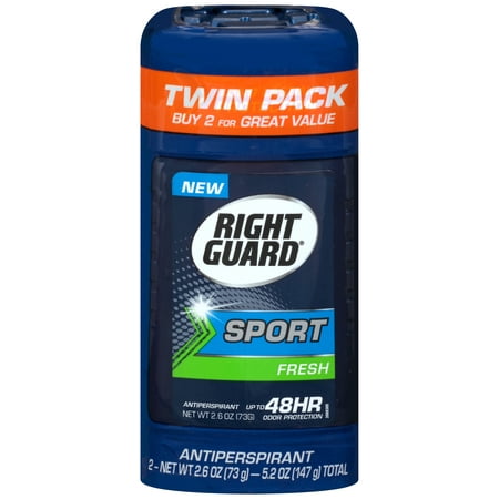 (4 count) Right Guard Sport Antiperspirant Deodorant Invisible Solid Stick, Fresh, 2.6 Ounce, 2 Twin