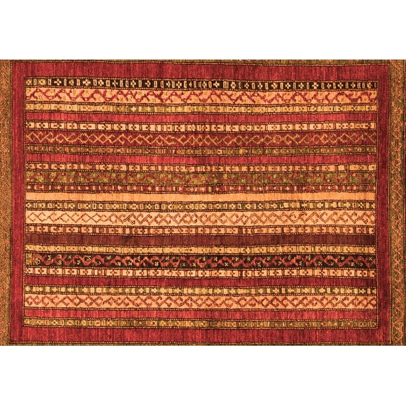 Ahgly Company Indoor Rectangle Abstract Orange Modern Area Rugs, 2' x 3'