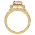 thumbnail image 3 of Pink Morganite Cushion Cut Halo Diamond Wedding Rings for Women 14K Gold 3.30 CTW, 3 of 5