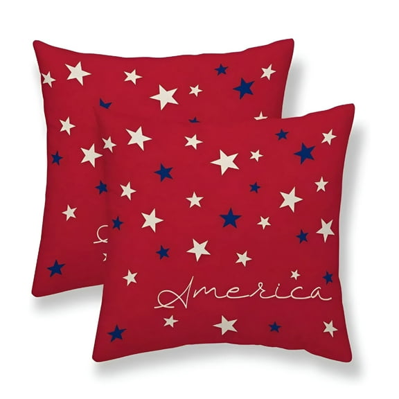 LAMIRO 4th of July Pillow Covers 20x20 Set of 2,Memorial Day American Flag Stars Patriotic Throw Pillows Linen Outdoor Independence Day Decorative Cushion Case for Bed Couch Sofa Home Decor